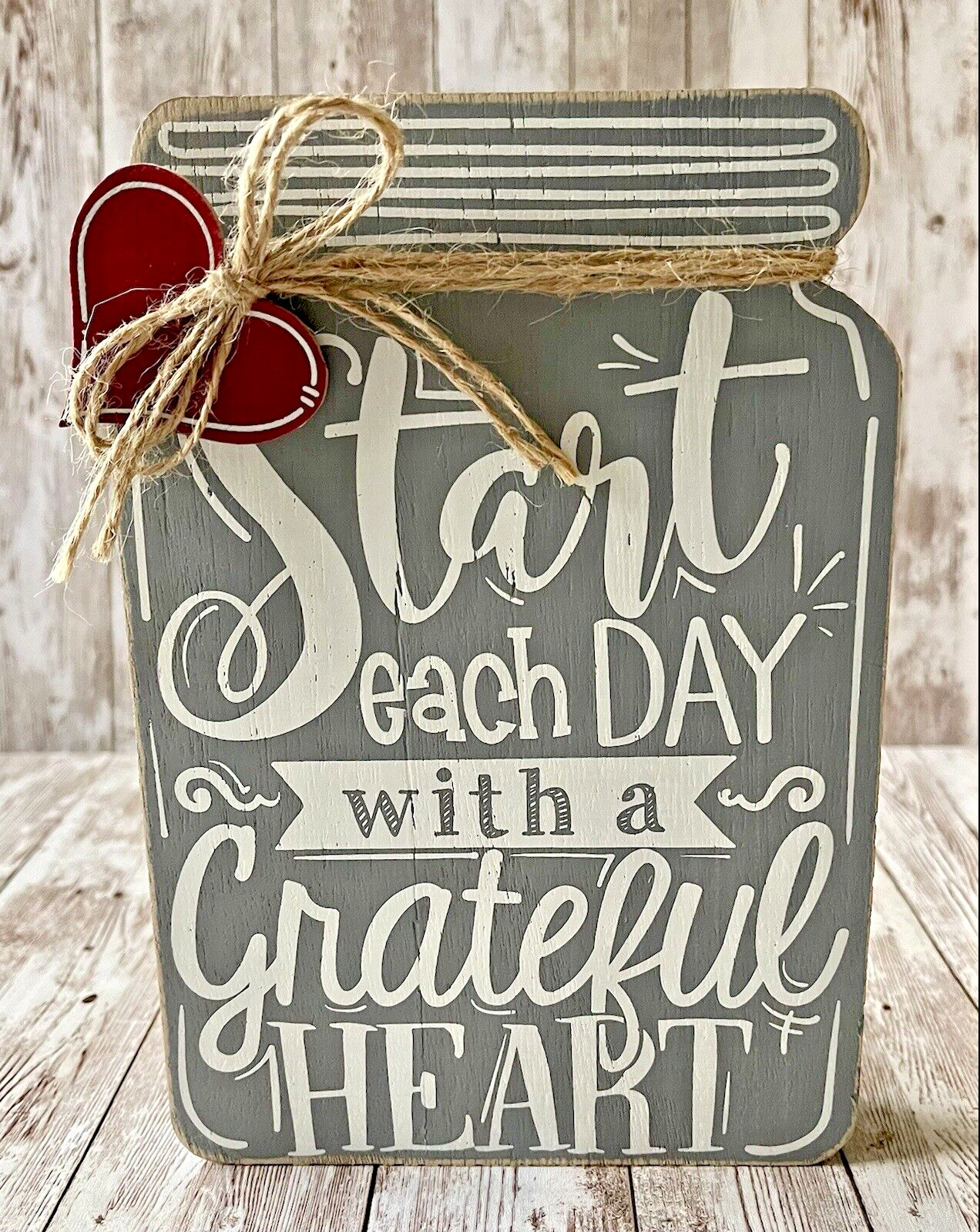 Grateful Heart Wall Art Decor Gray & White Mason Jar Farmhouse Style Kirkland’s
