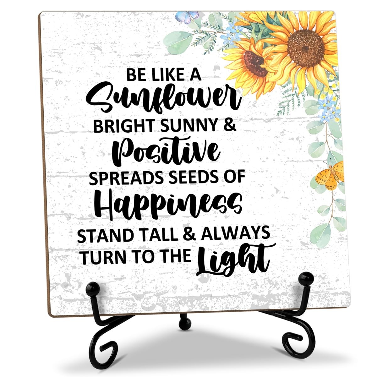 Sunflower Decor Wood Sign with Stand, 5 inches x 5 inches,