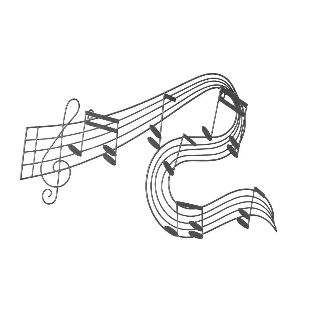 33 In. X 19 In. Metal Black Notes Musical Notes Wall Decor