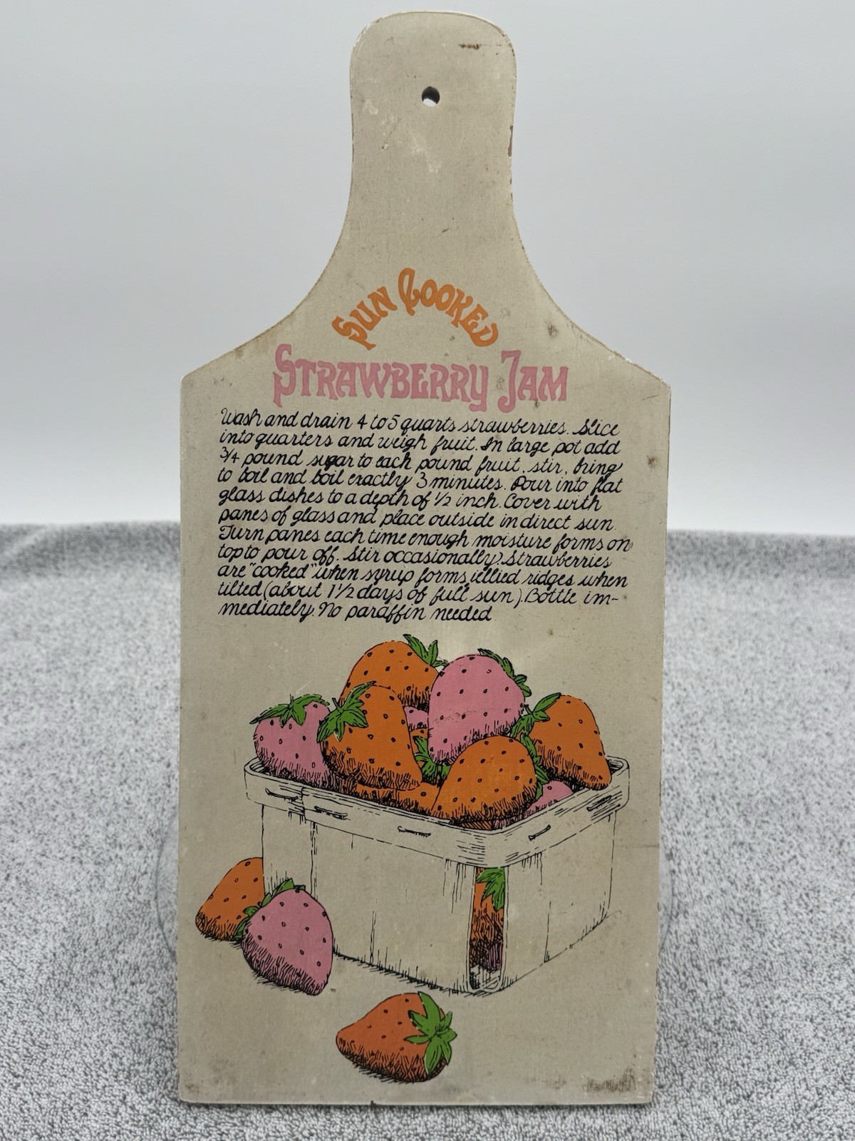 Vintage Sun Cooked Strawberry Jam Painted Wooden Sign 17.5″x8″ Country Kitchen
