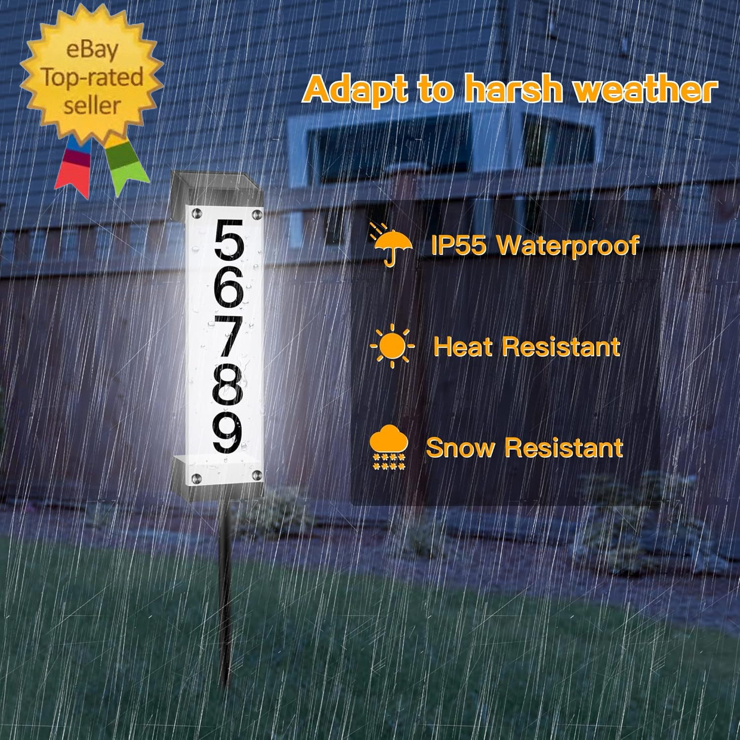 Solr House Numbers for Outside,Lighted Solar Address Sign Plaque Address Numbers