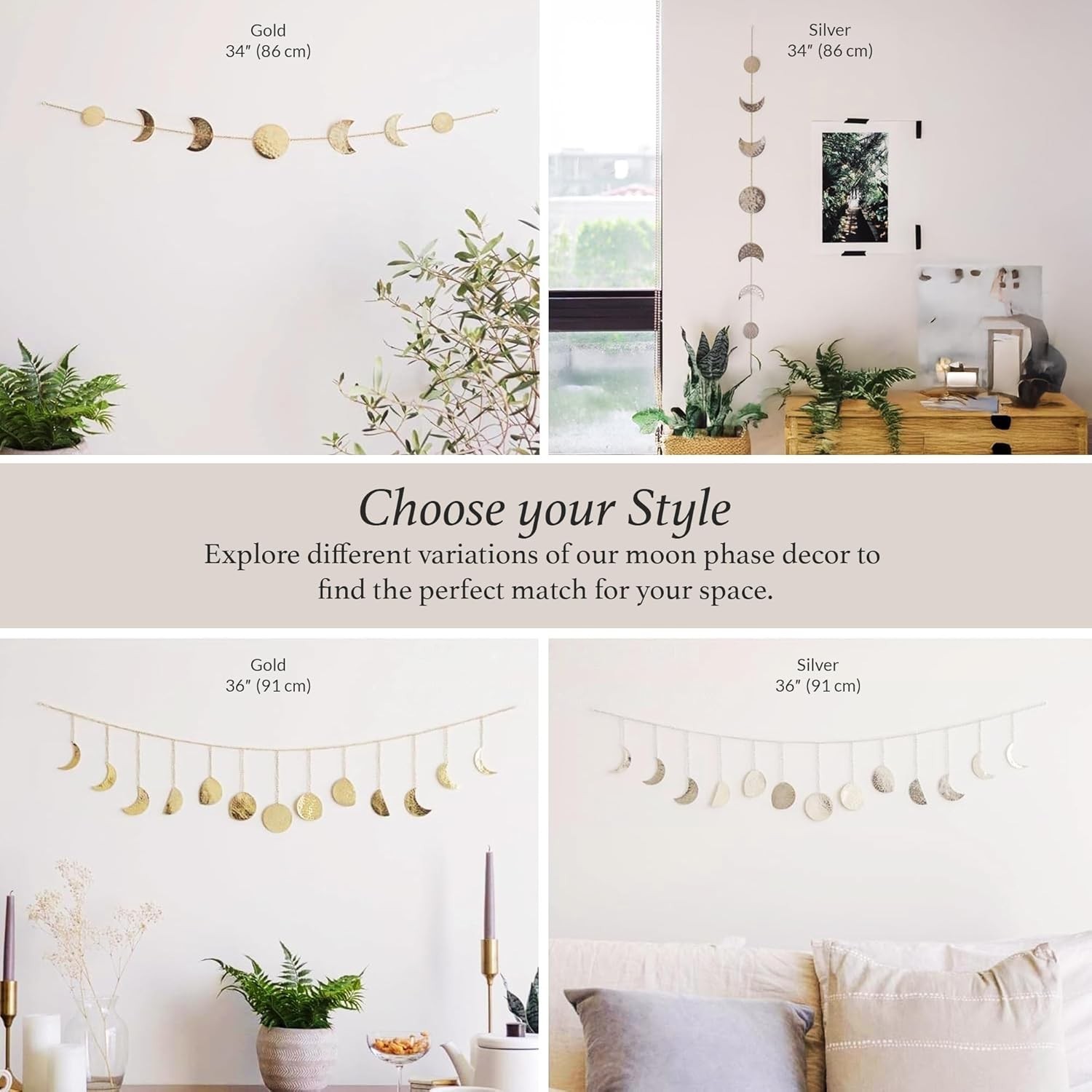 Moon Phase Wall Decor, Celestial Décor, Moon Décor & Boho Wall Décor, Gold Wa…
