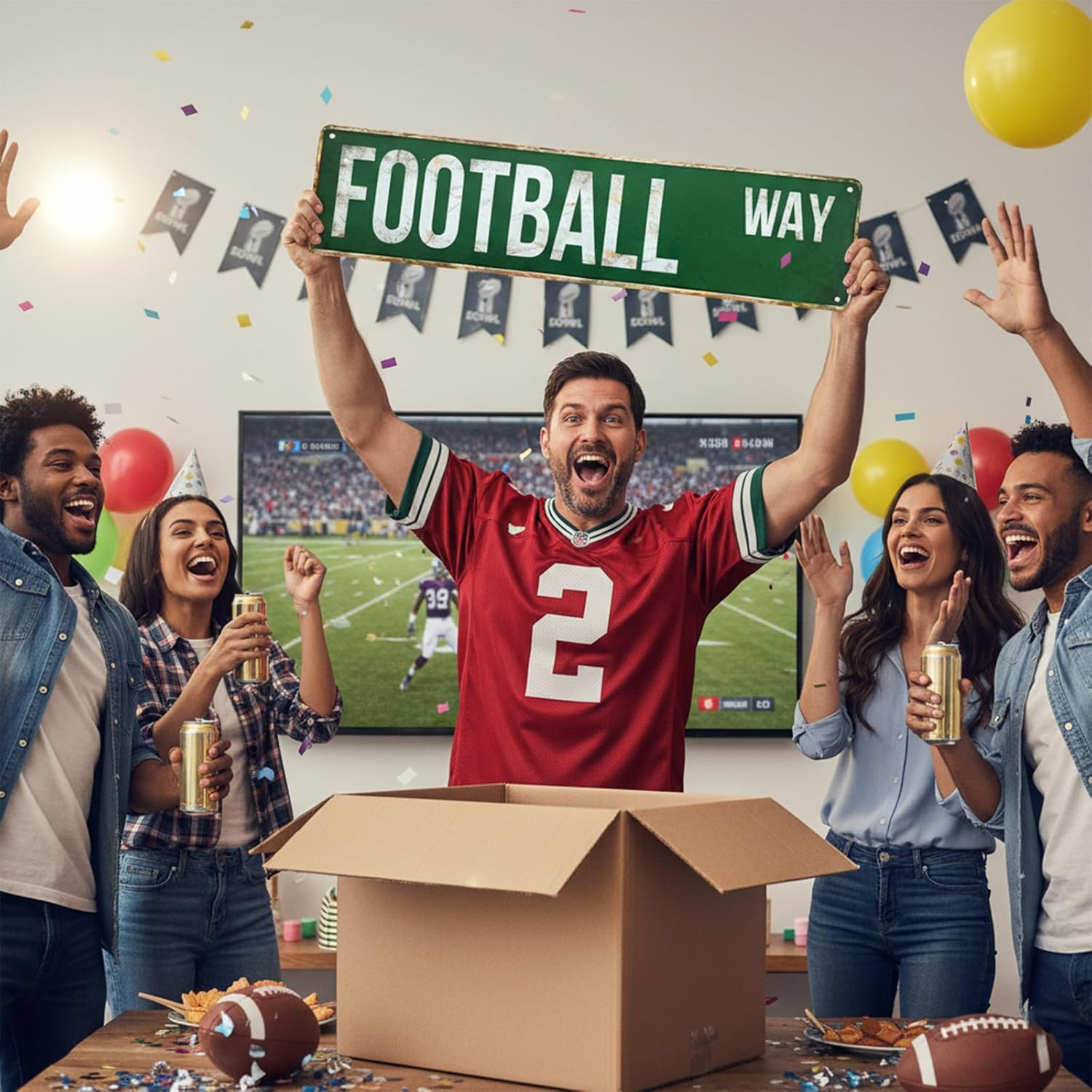 Vintage Football Way Street Sign – Rust-Free Aluminum Metal Decor for Boys Room,
