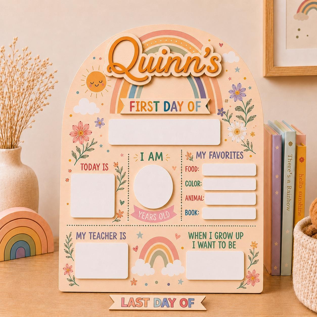 Personalized First & Last Day of School Sign, Kids Back to School Board