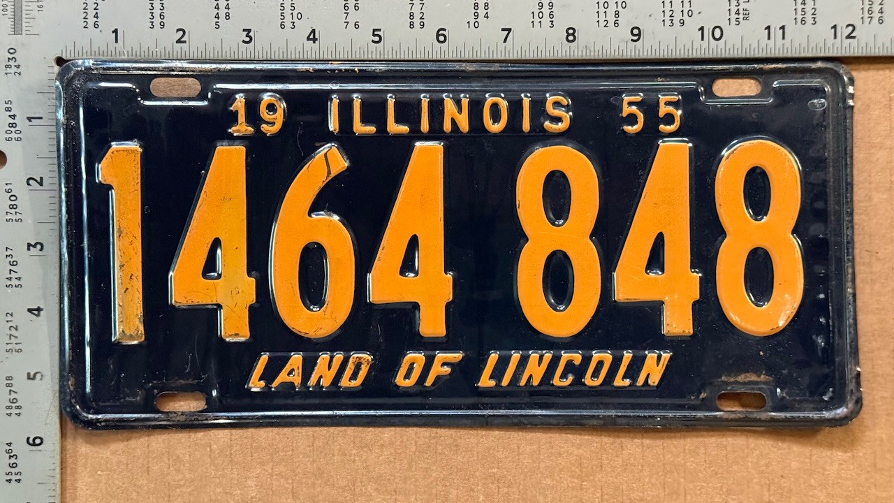 1955 Illinois license plate 1464 848 Ford Chevy Dodge 23704