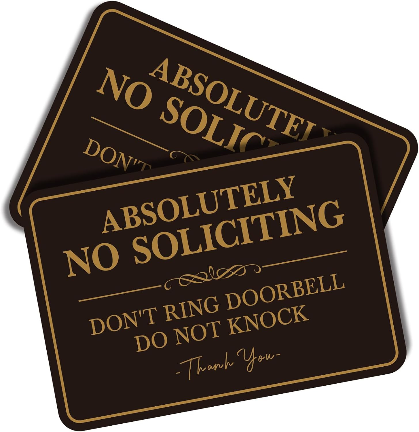 2 Pack No Soliciting Sign for Front Door,Self-Adhesive Elegant Do Not Knock or R