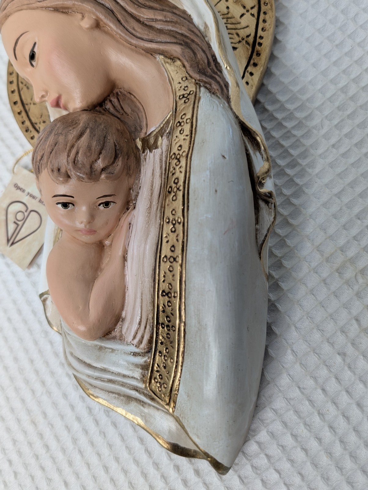 Vtg Liscano Inc Madonna & Child Catholic Wall Plaque New Tag Original Box 11″