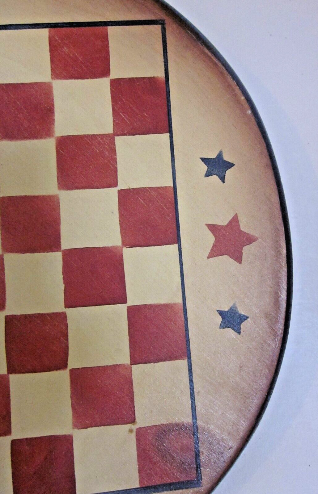 Primitive Country Checkerboard Star Round Hanging Gameboard MDF Wood 10.5W