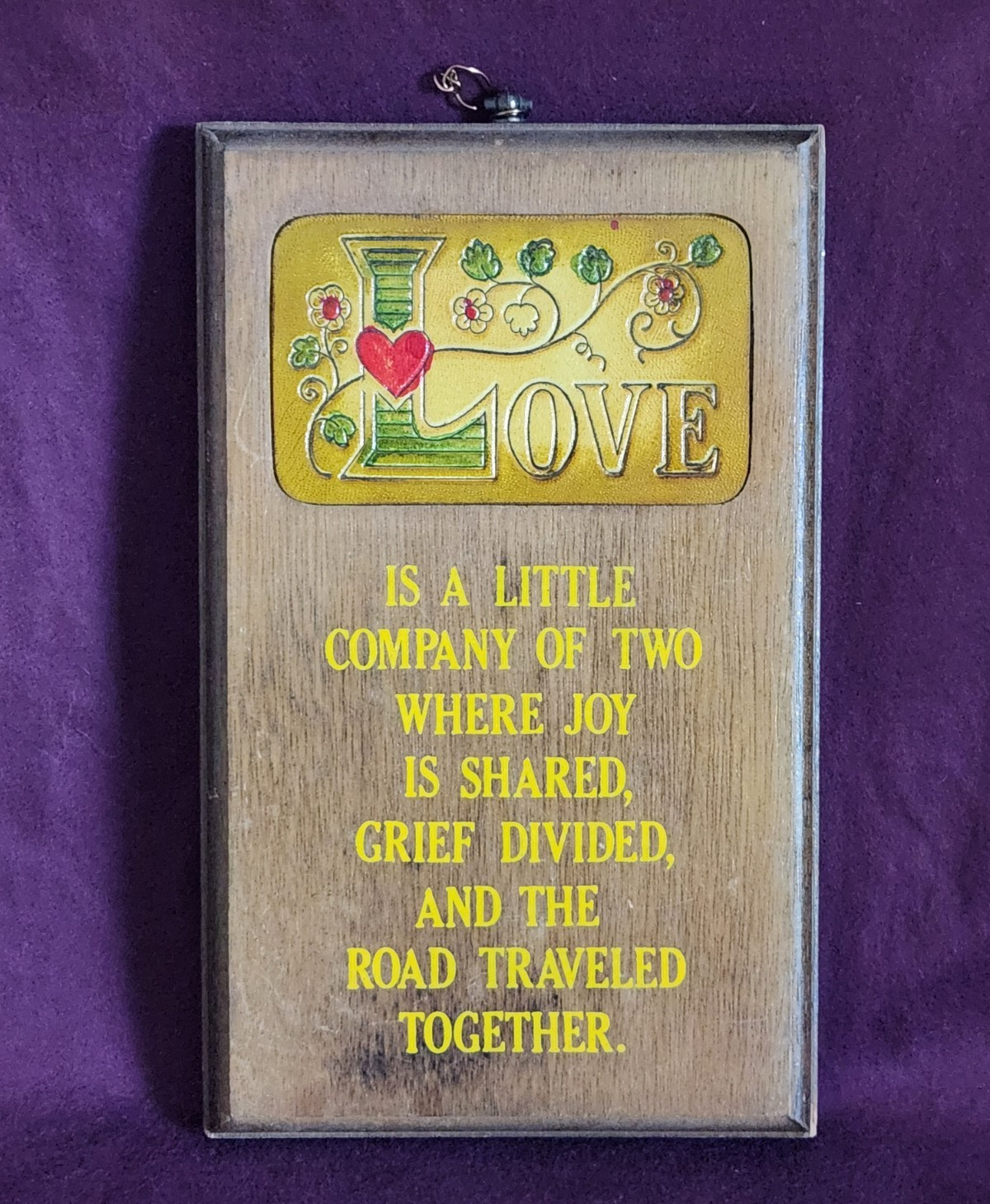Wood Love Quote Wall Plaque Hanging Sign, Country Floral Vertical Rectangle