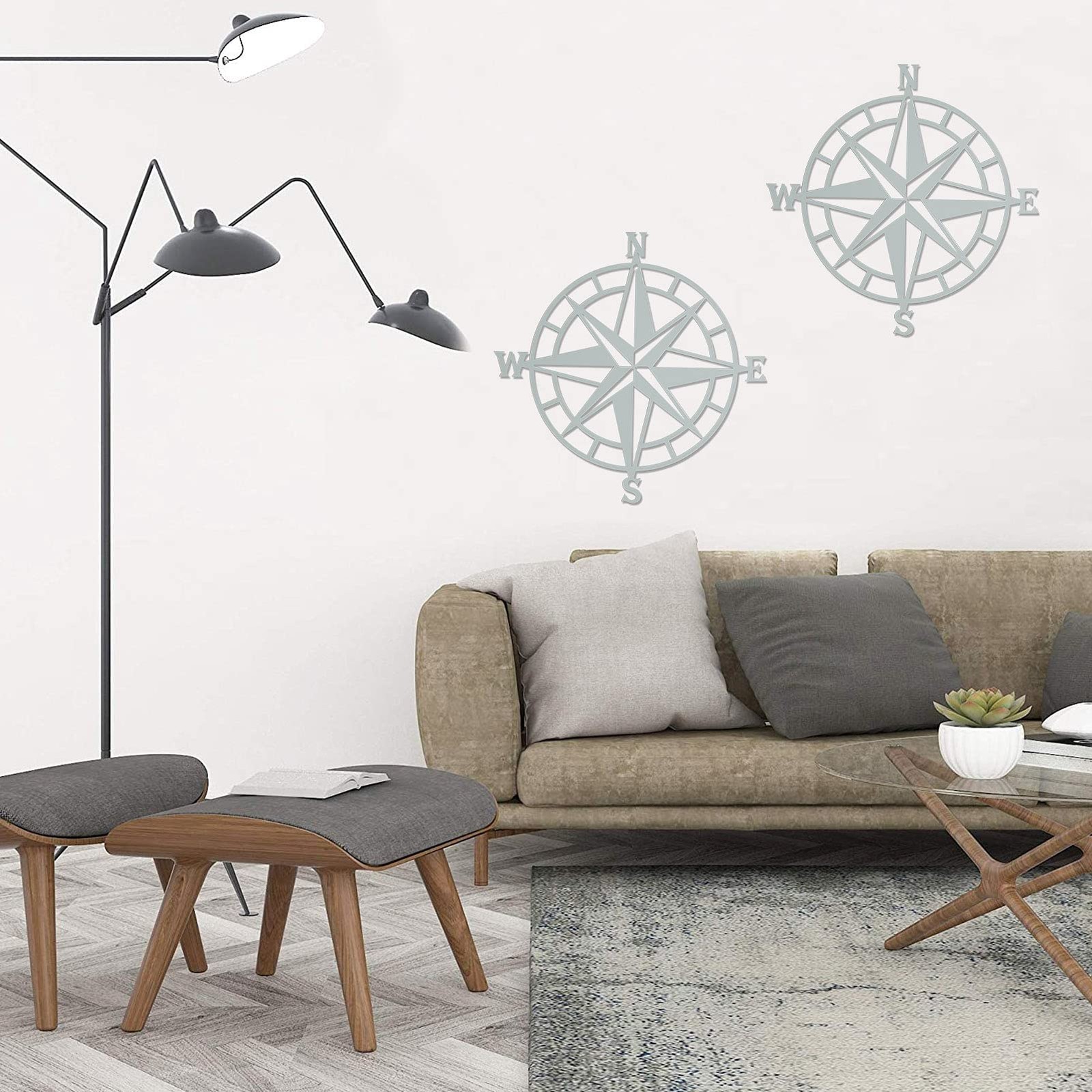 ESTART 11 Inches Metal Decorative Nautical Compass Wall Decor, Living Room Bedro