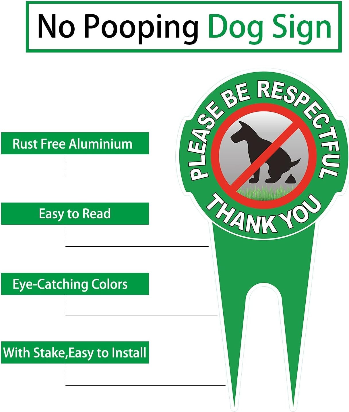 12″ x 6″ Durable No Pooping Dog Signs – Polite Reminder for Respectful Lawn Care