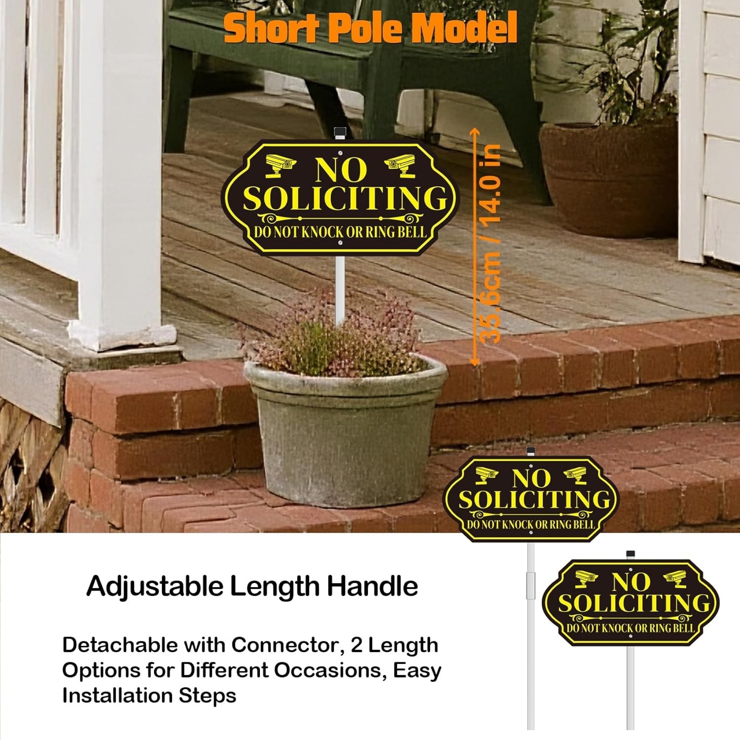 No Soliciting Sign with Stake for House – Adjustable Height Heavy Duty Aluminum