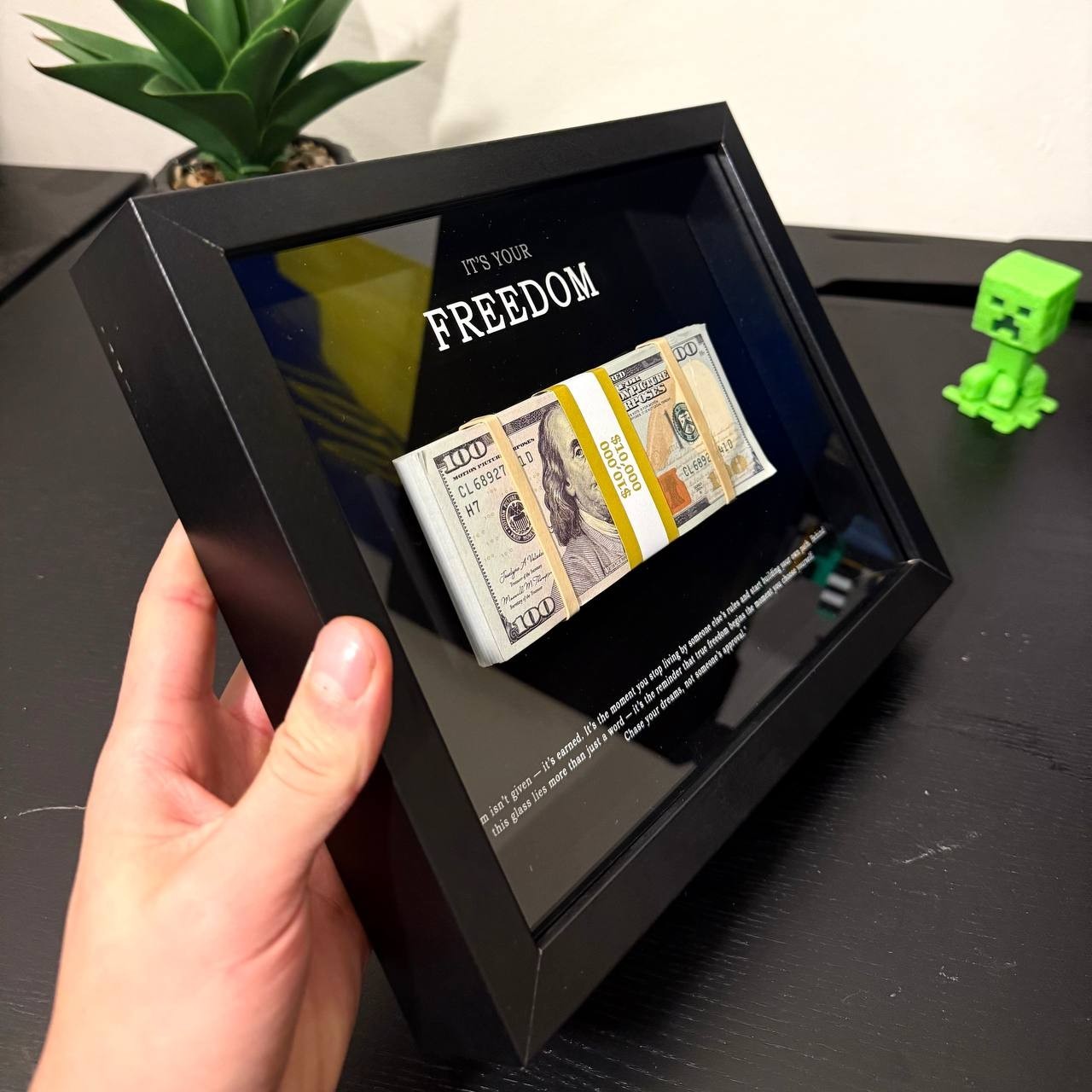 Motivational Money Frame – $10,000 Framed Cash, Office Decor and Business Gift