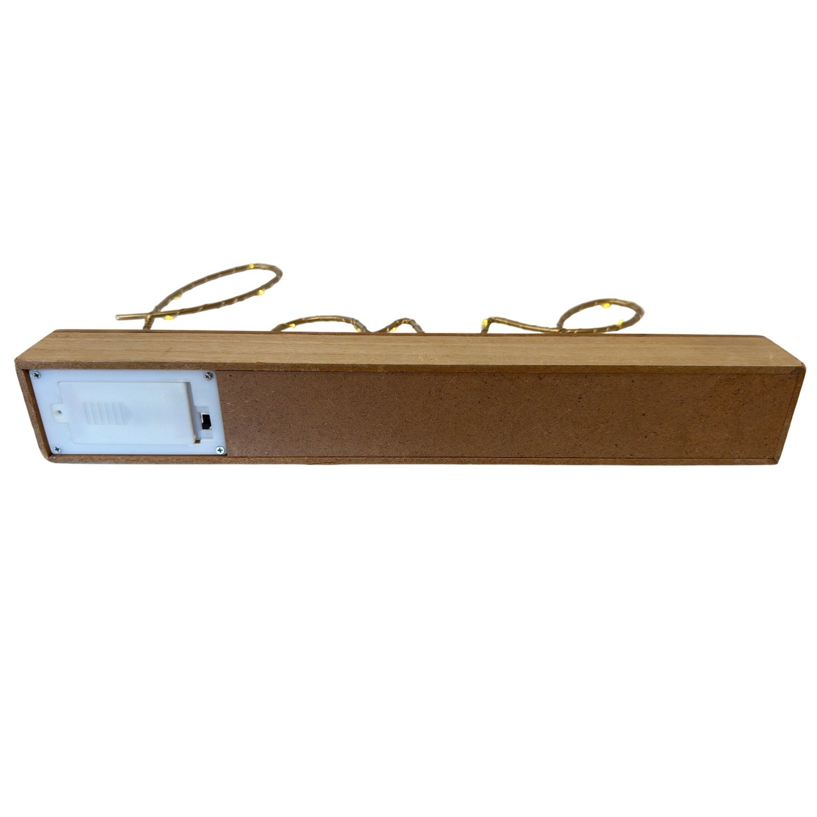Gold Wire Love Sign with LED Fairy Lights on Wood Base Tabletop Decor