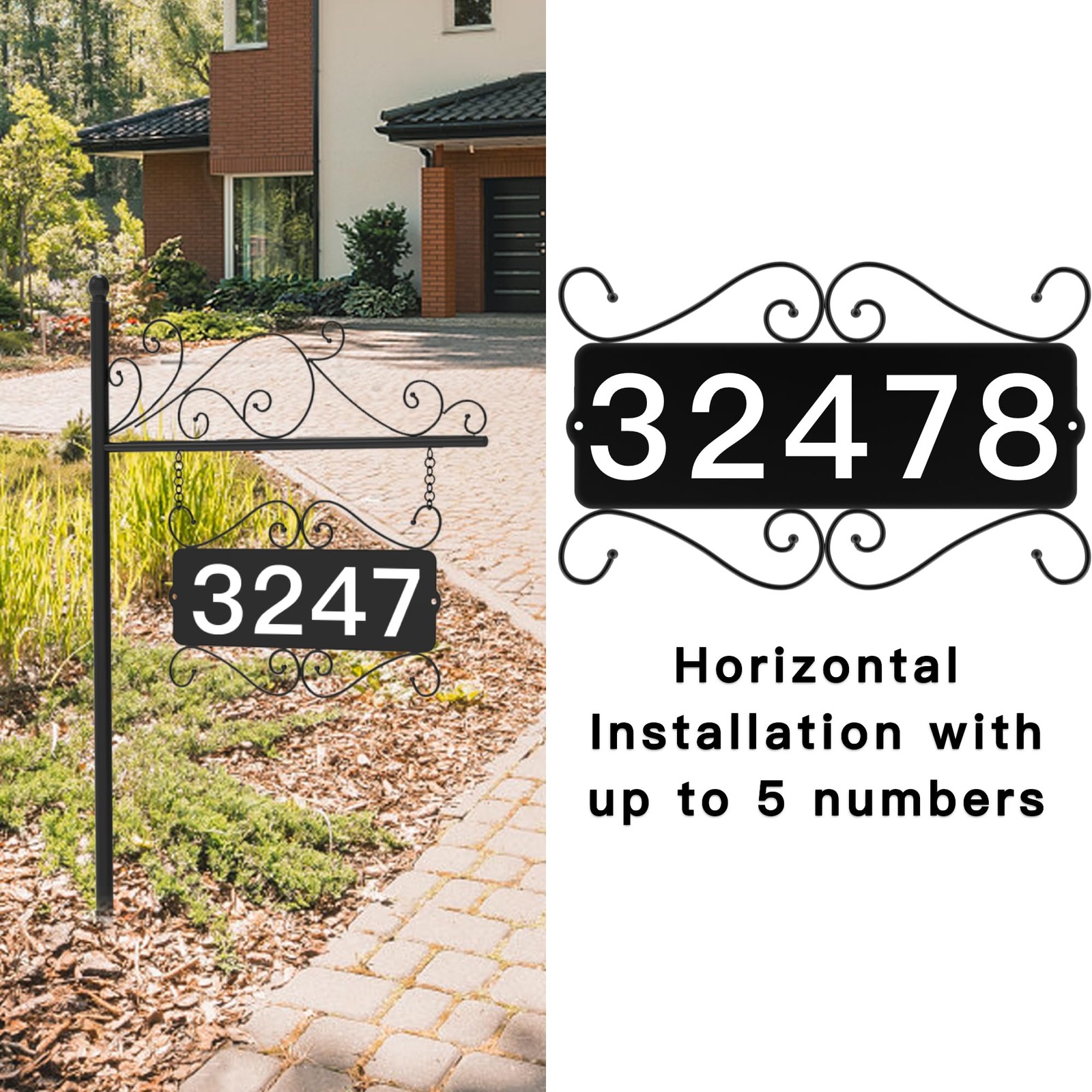 Metal Address Plaque for Outside, House Numbers for Outside, Street House Num…