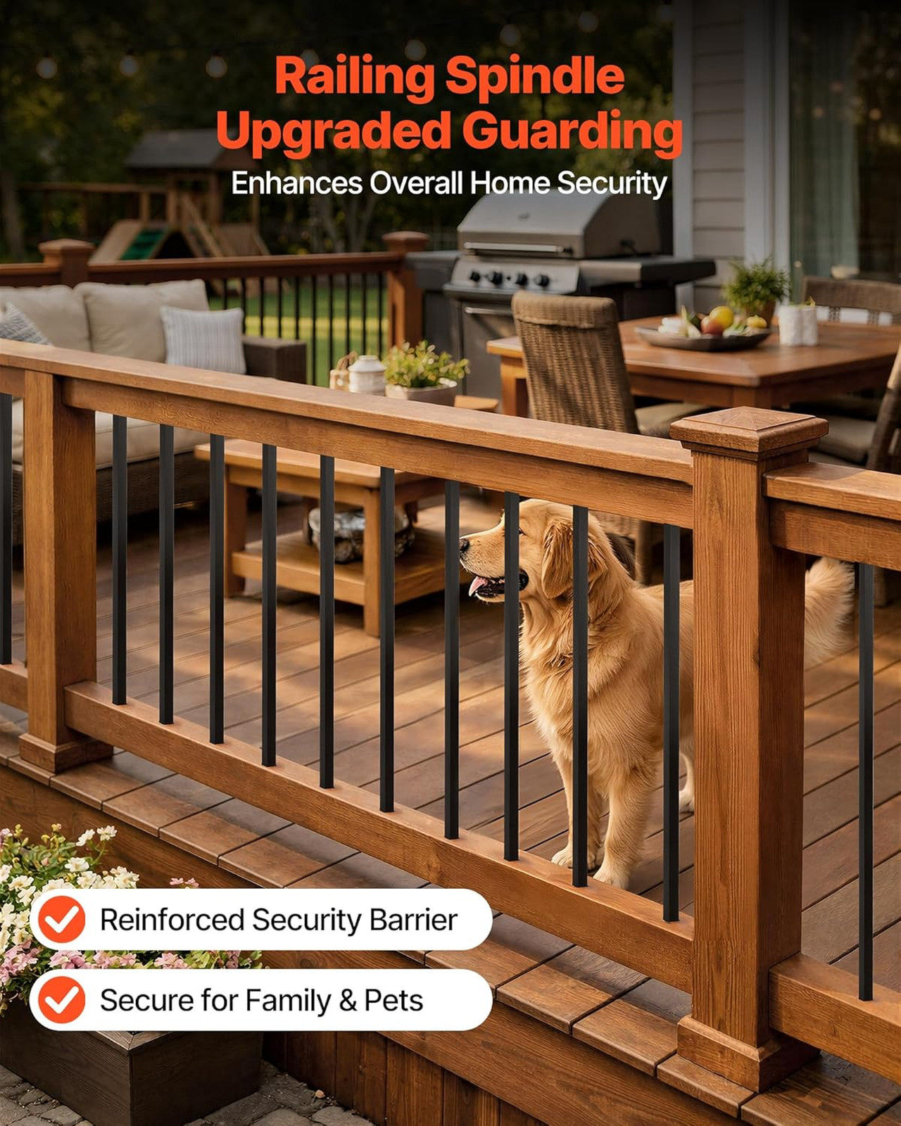 125 Pack Aluminum Deck Balusters 3/4 Inch Square x 26 Inch Long Black Railing