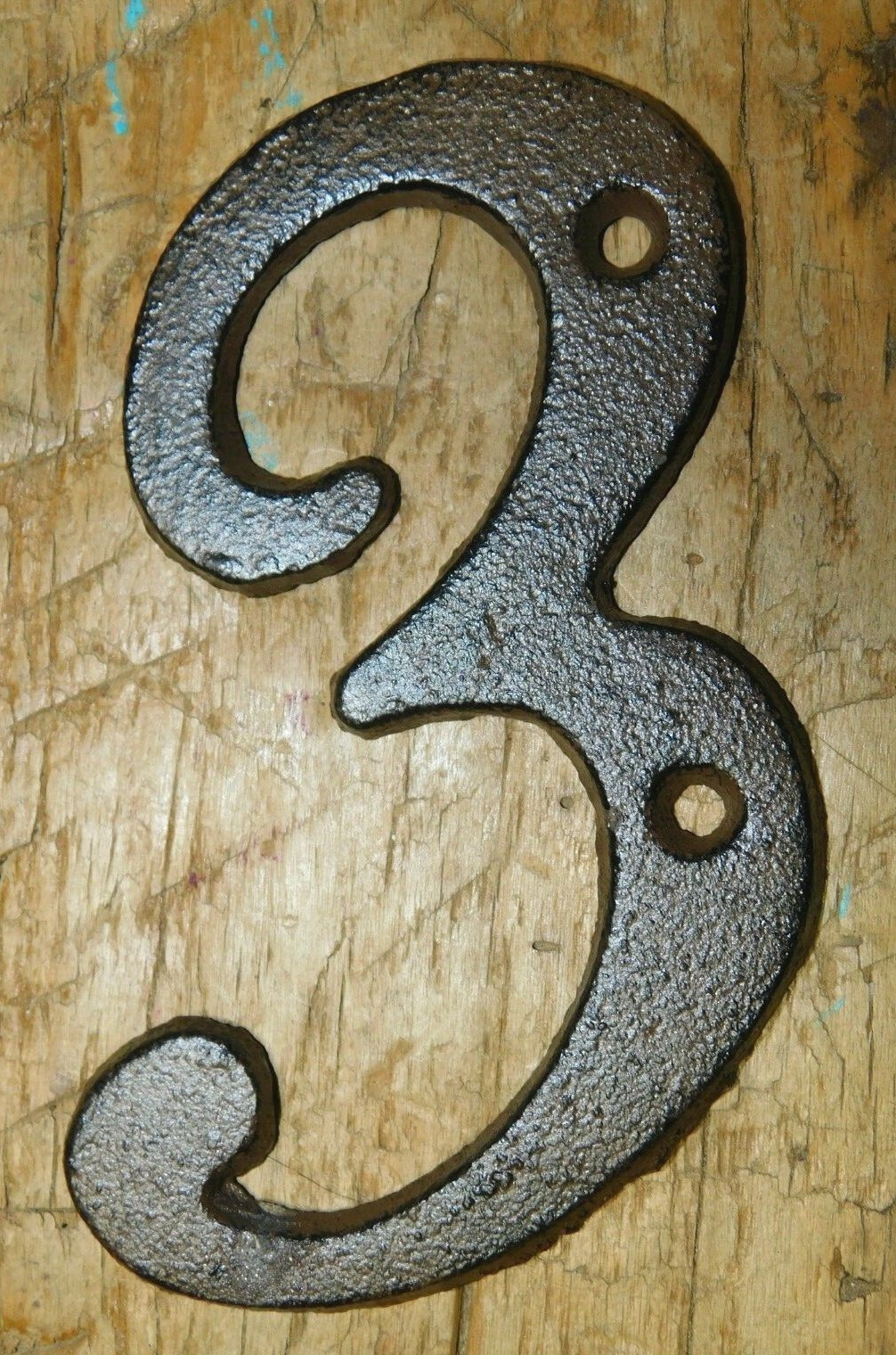 Rustic BROWN Cast Iron Metal House Numbers Street Address 4 INCH Phone #’s 3