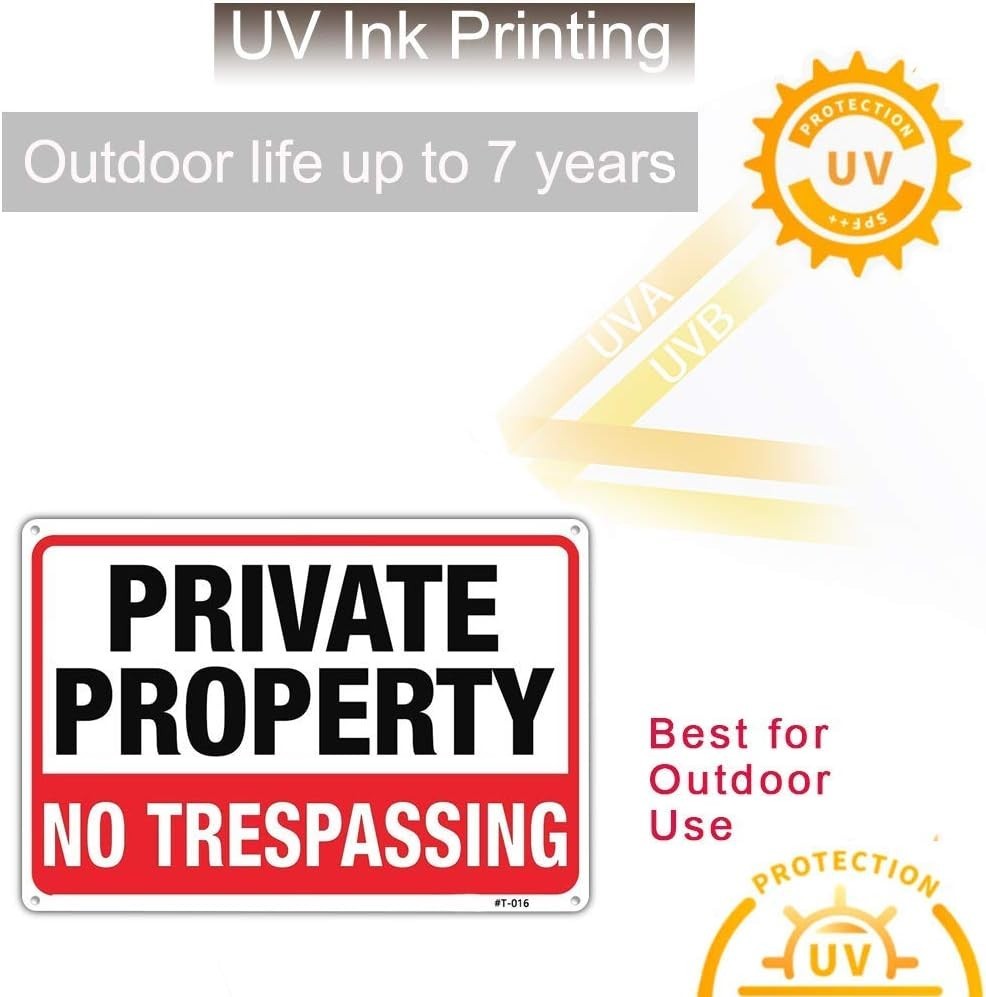 Private Property No Trespassing Signs 10×14 Aluminum Weatherproof 2 Pack