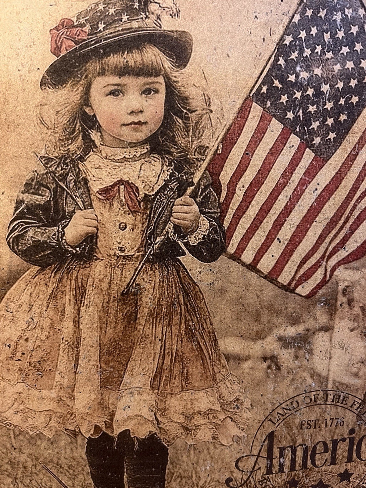 Patriotic Girl, Vintage Style, Handcrafted Plaque / Sign #4, America