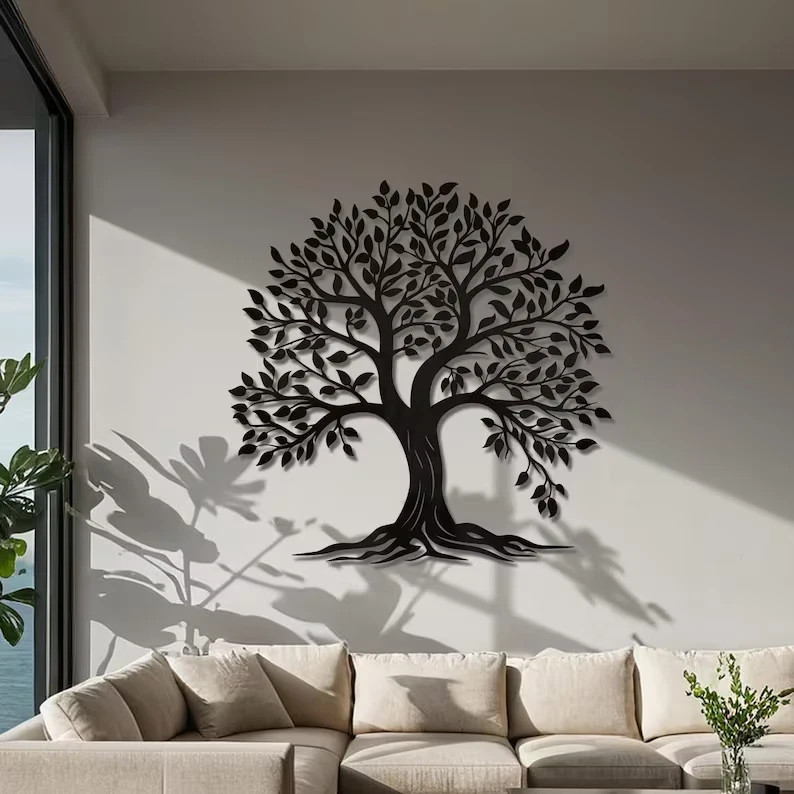 Metal Tree of Life Wall Art Family Tree Decor Birds and Butterflies Wall Hanging