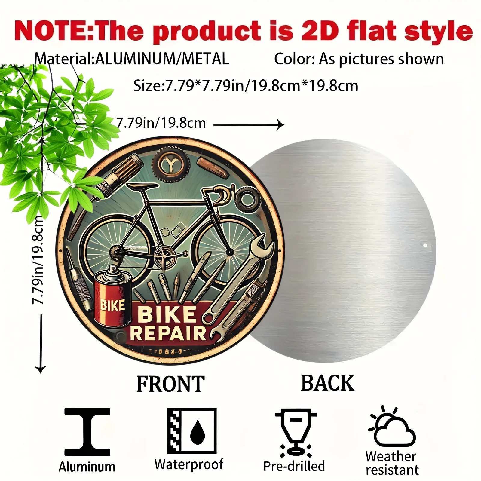 Vintage Bicycle Repair Metal Tin Sign Garage Workshop Wall Decor