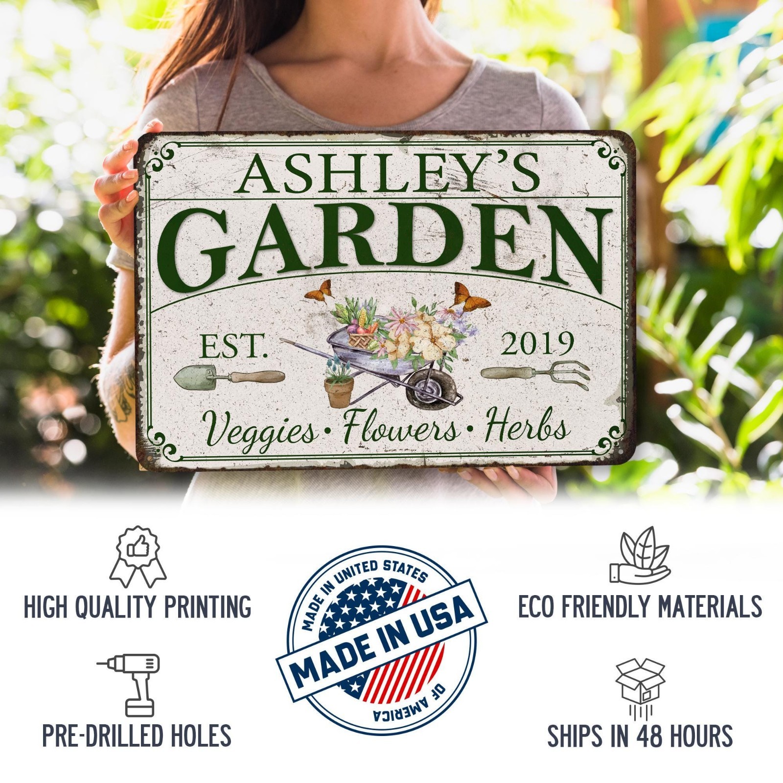 Personalized Garden Sign, Veggie Garden, Flower Garden, Herb Garden, Patio Decor