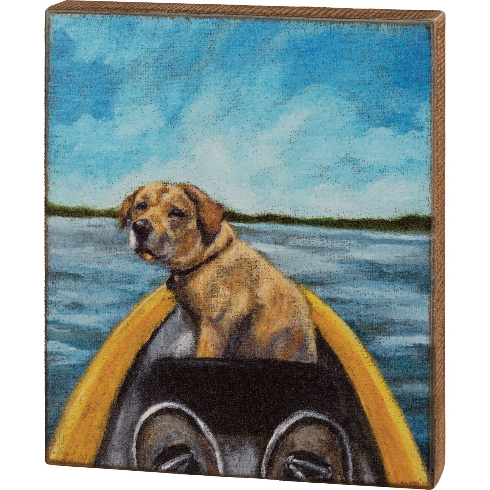 Primitives By Kathy Dog In Canoe Box Sign 10″ x 12″ x 1.75″ Home Decor NEW