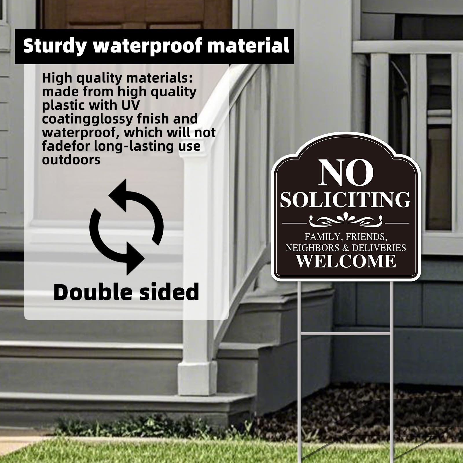GXGGUS No Soliciting Sign for House, No Soliciting Yard Sign, 2-Pack 12×12 Do…