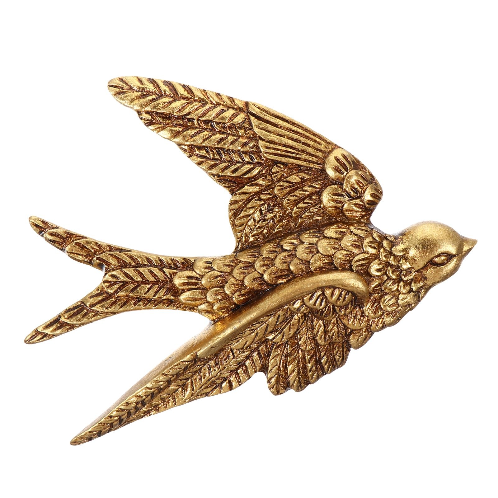 Gold Bird Wall Decor, 3D Resin Swallow Sculpture 4.7 x 3.5 in, Vintage Bird W…