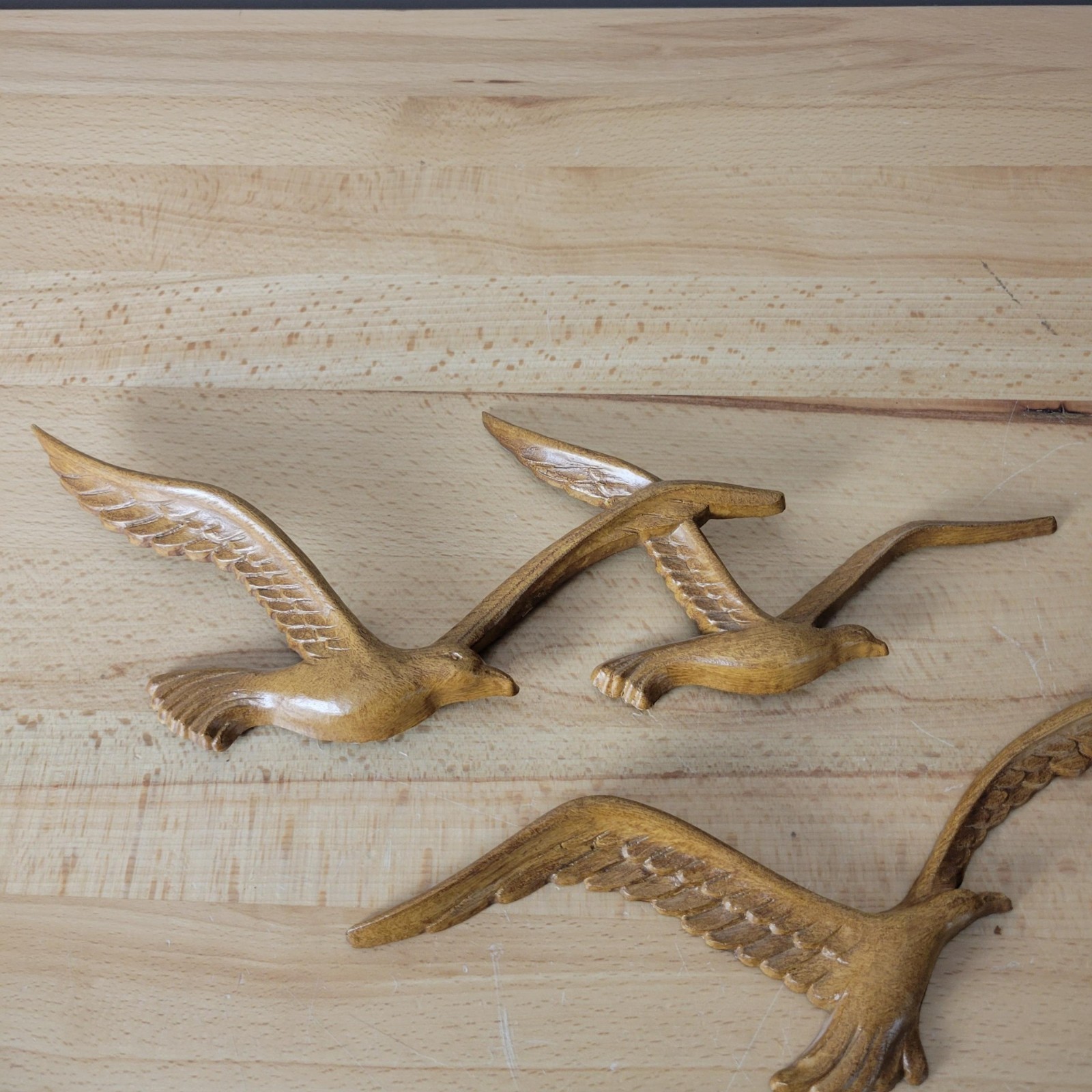 VTG Homco Coastal Nautical Seagull Birds Plastic Wood Tone Wall Art Retro MCM