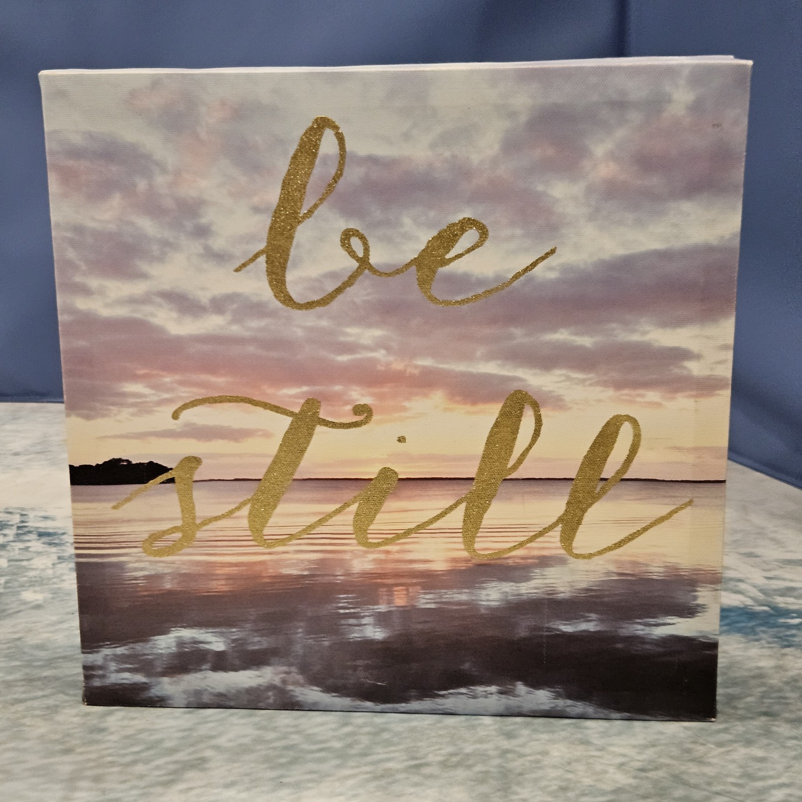 Be Still Ocean Canvas Wall Art Beach Sunset Christian Decor 12×12