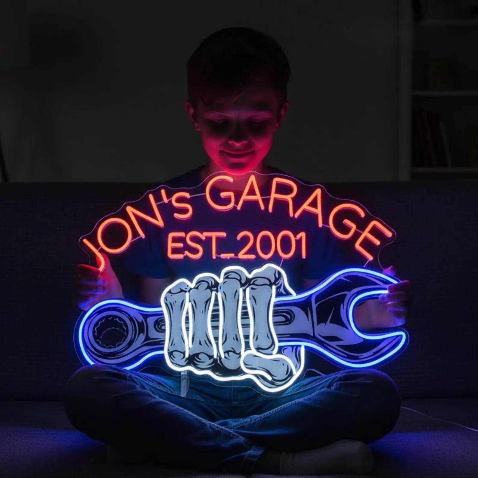Personalized Name Garage Neon Sign Custom Light Man Cave Mechanic Garage Decor