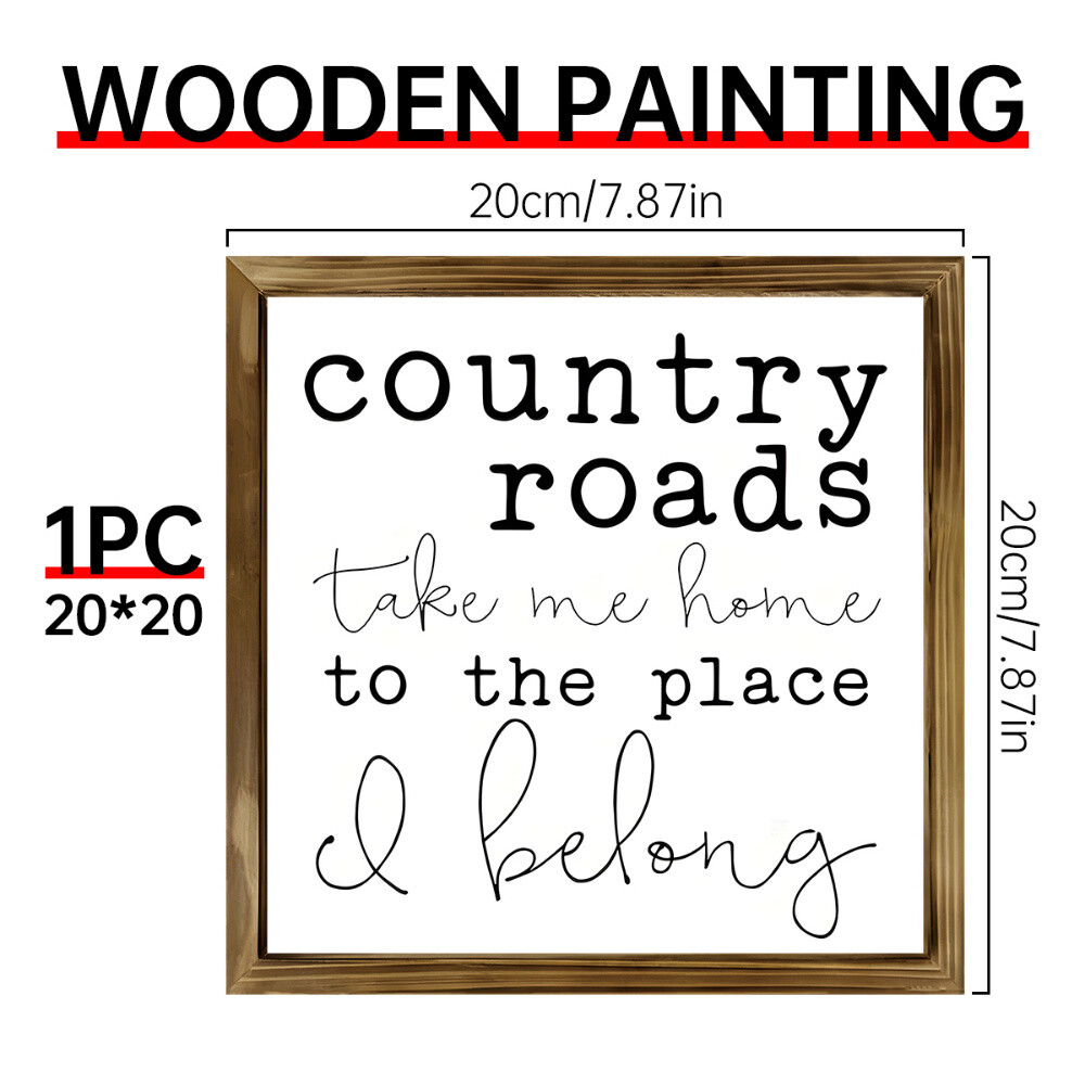 1PC Country Road Sign Country Farmhouse Style Wood Panel Painting