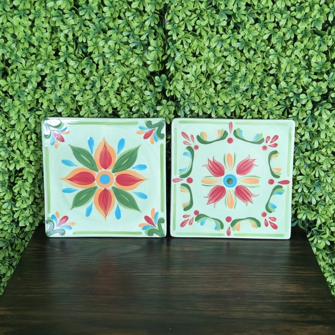 Southern Living at HOME Ceramic Floral Wall Tiles Set of 2 6×6