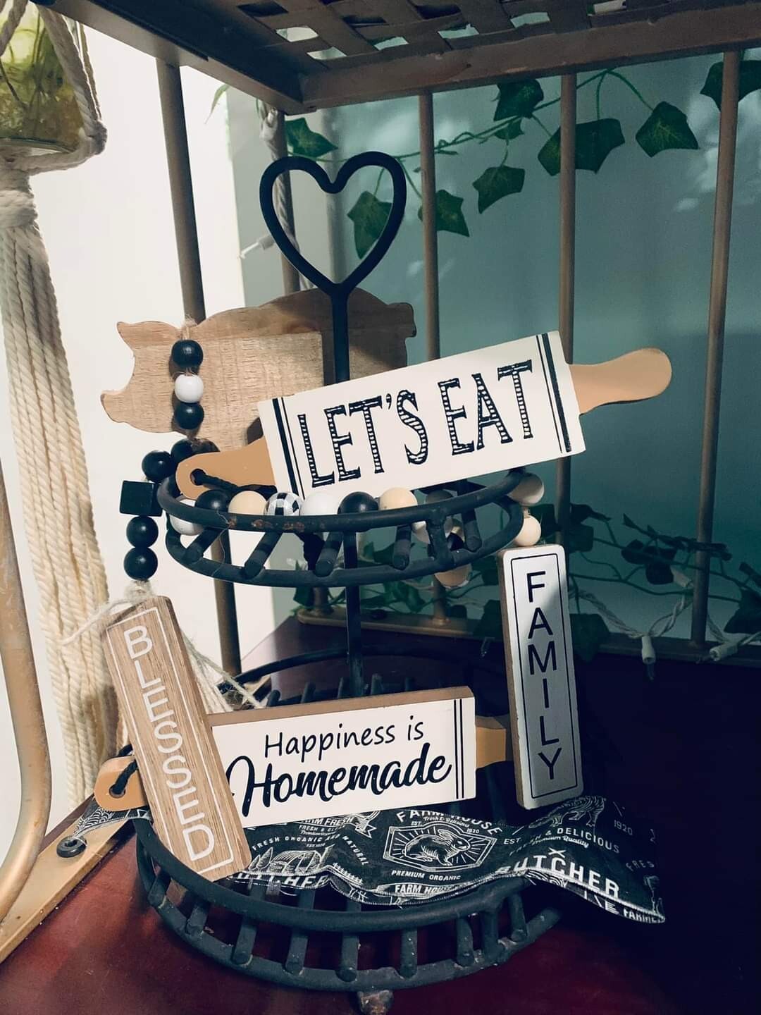 ~New! “Happiness is Homemade” Rolling Pin Plaque Farmhouse Hanging Wood Sign Tag
