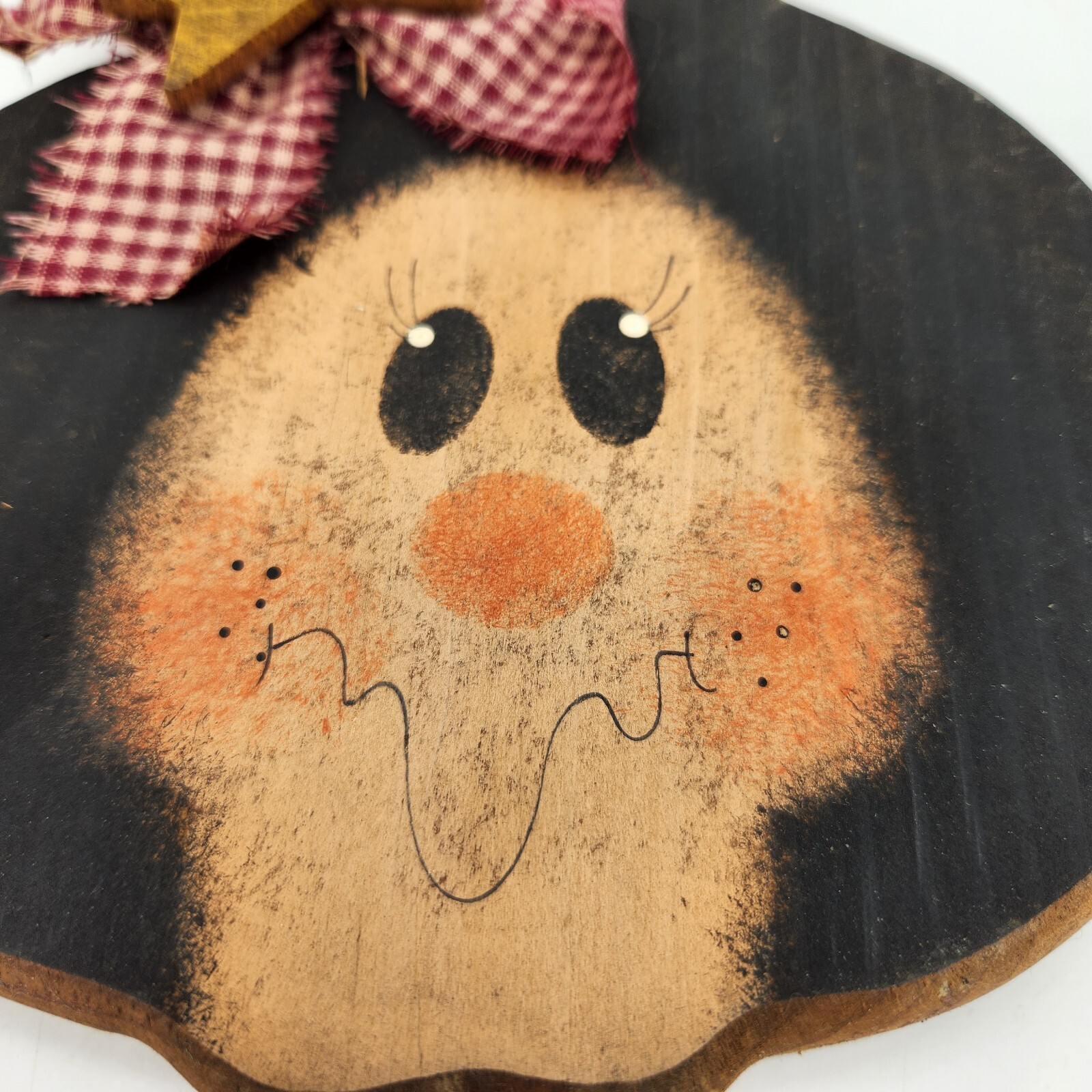 Handcrafted Handpainted Wood Cut Out Scarecrow Face & Hat FALL AUTUMN DECOR