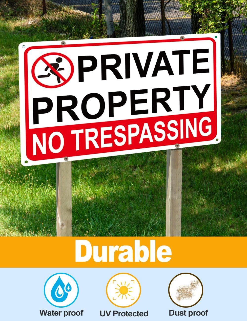 4 Pack Large No Tresspassing Sign Private 8X12 Inch Rust Free Aluminum, Sturdy