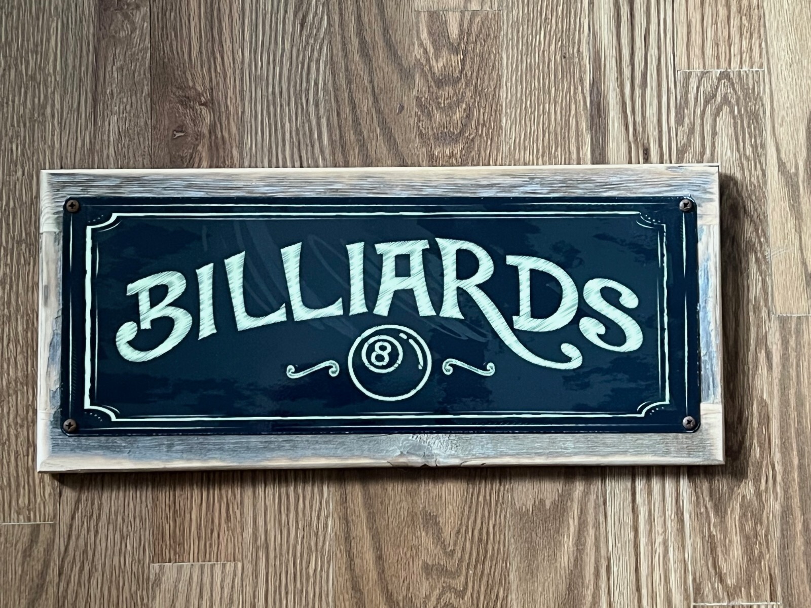 Black Billiards Metal Sign Wall Decor for Mancave Den Gameroom Homebody Accents