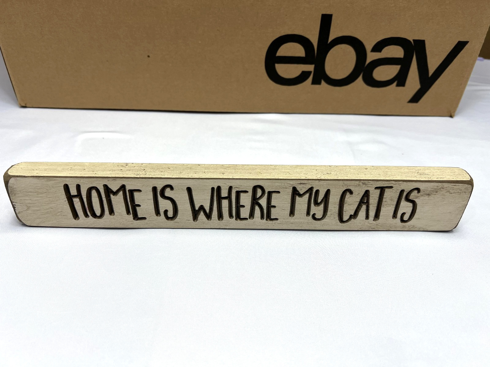 Cat Lover Wood Signs Set Home Decor Made in USA Funny Gifts Rustic Shelf Sitter