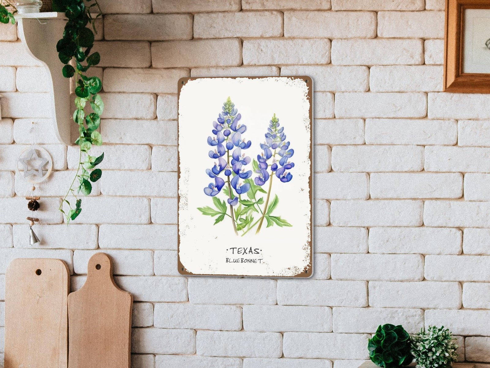ALREAR Texas Bluebonnet Decor – Home Souvenirs 8″L x 12″W,