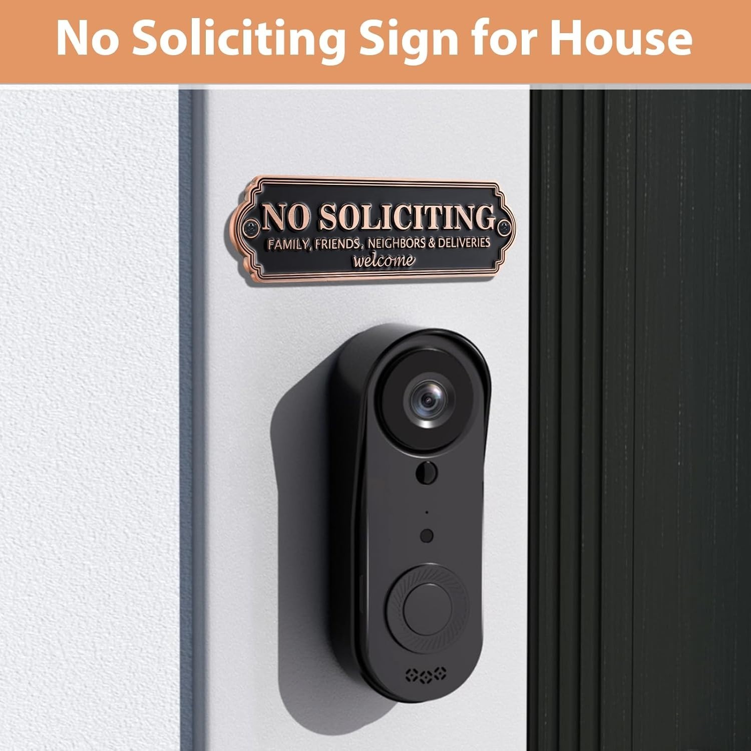 Brass No Soliciting Sign – Elegant No Soliciting Sign for House, Handmade Wal…