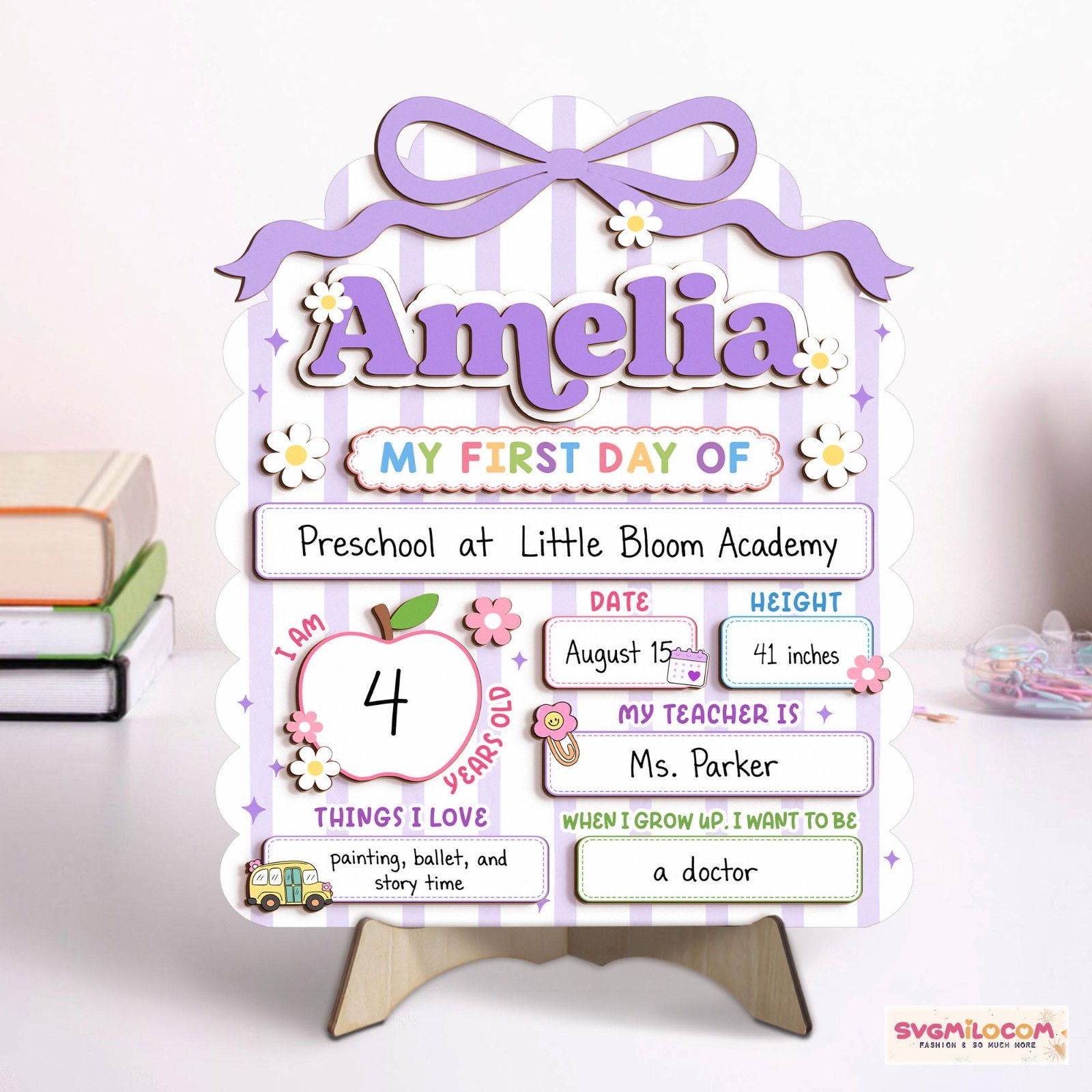 Custom First Day of School Sign, Personalized Back to School Photo Prop