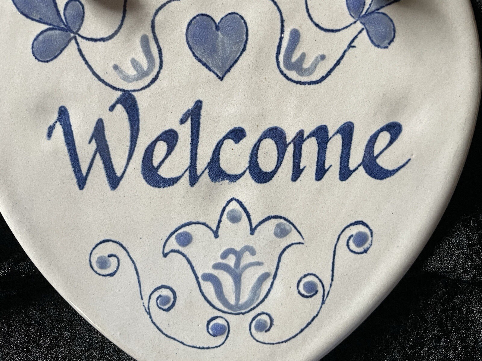 Pottery Folk Art Heart ‘Welcome’ Louisville Pottery Kentucky 6.5” X 6.5” Birds