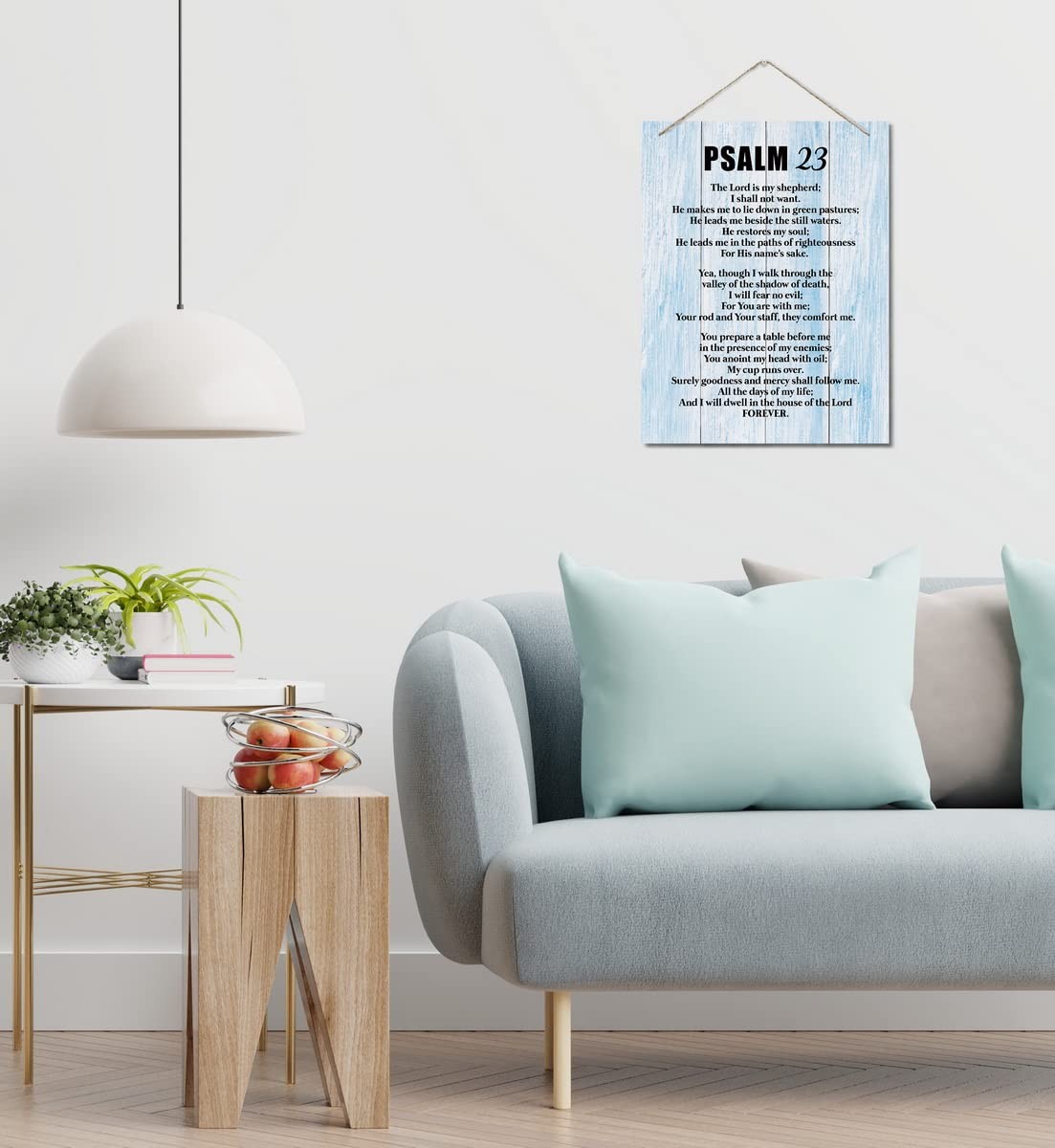 Inspirational Wood Art Sign – Psalms 23 Bible Verse Wall Decor 10×7.8 Inch
