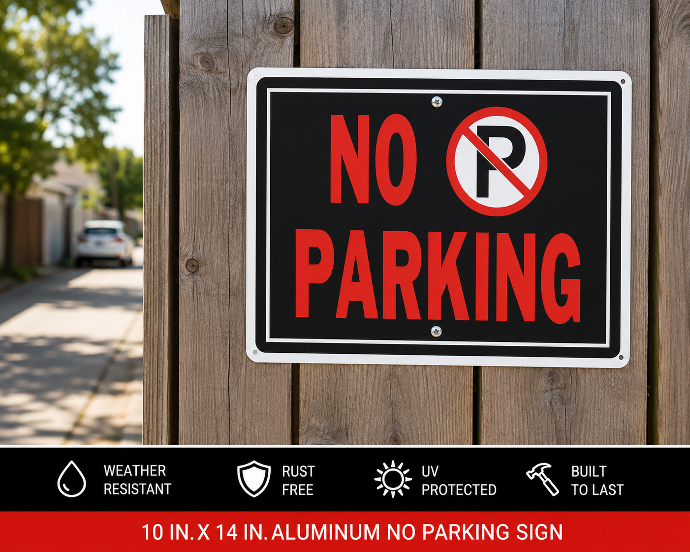 No Parking Sign 10×14 Aluminum Outdoor Weather Resistant Pre-Punched Holes