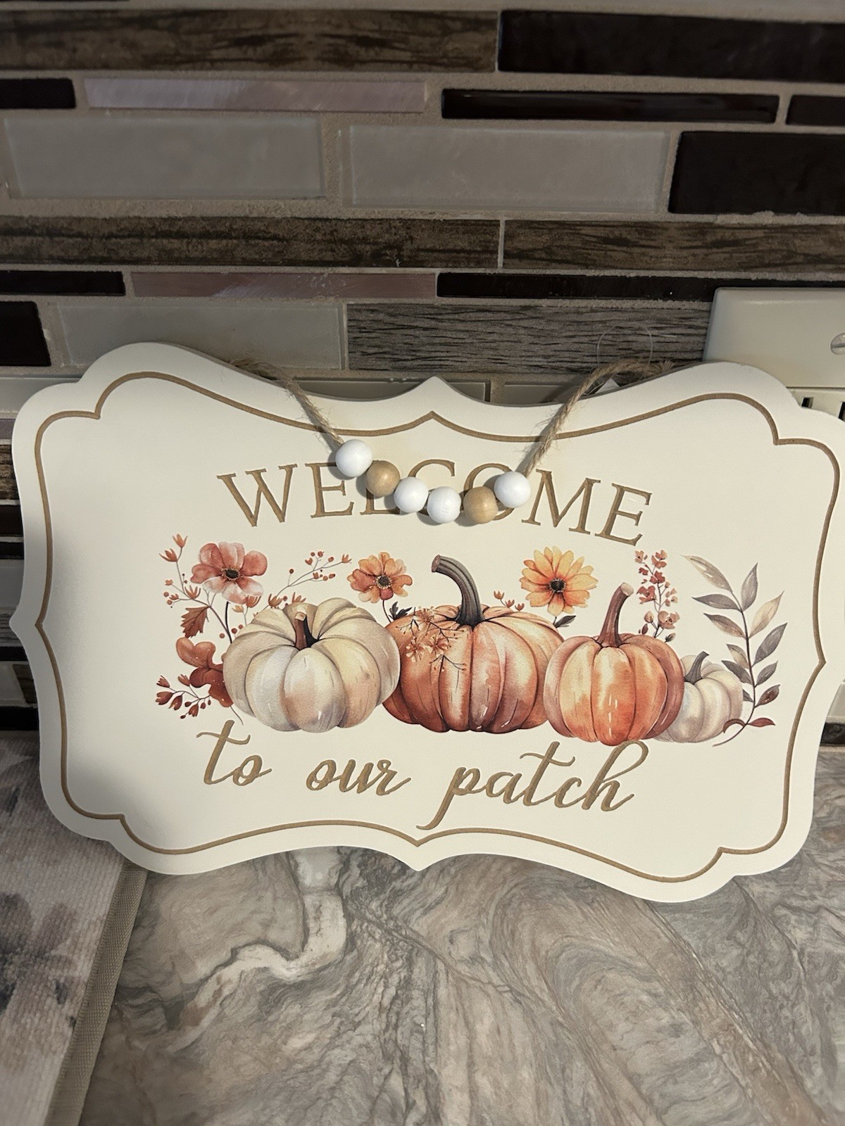 Fall Pumpkin Wall Plaque Multi Fall Colors Size 12″ x 8″