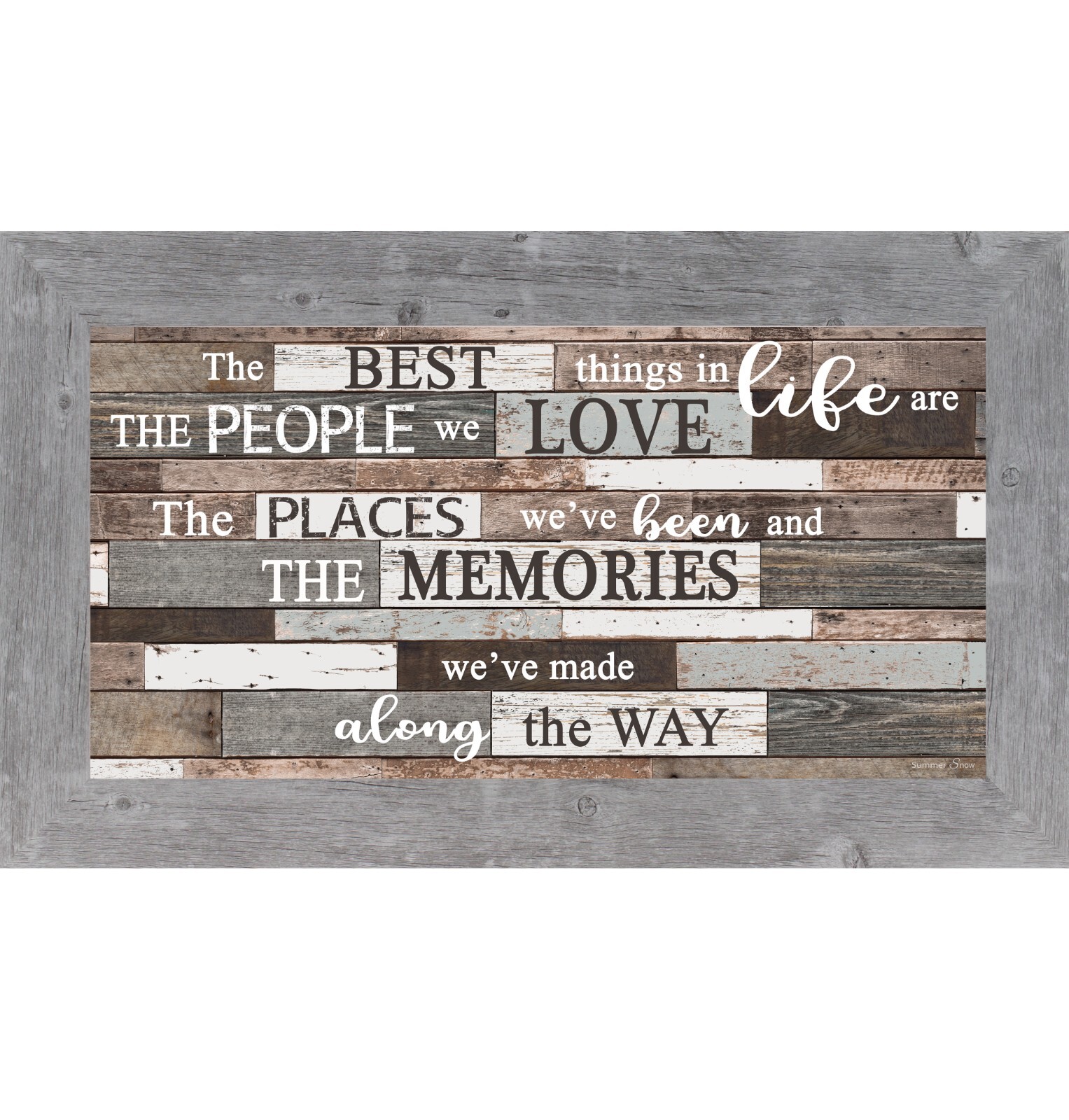 The Best Things in Life Wall Art – Long Horizontal Framed Rustic Quote Sign