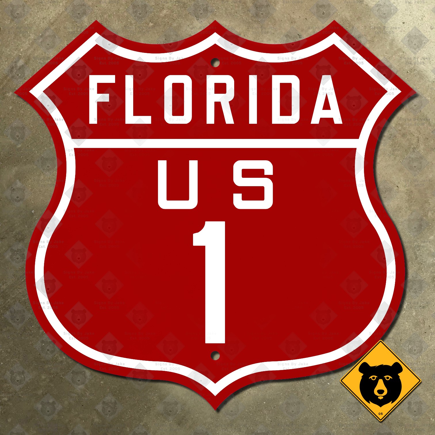 Florida US Route 1 road sign Overseas Highway marker Key West Miami 16×16