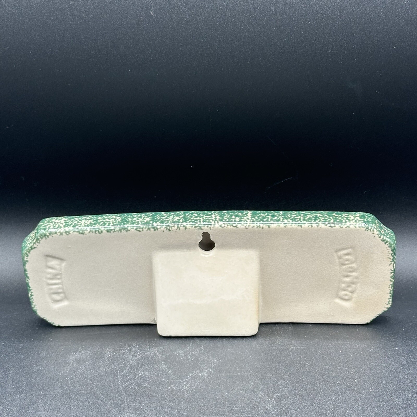 Vintage 1997 Loomco NO SMOKING Sign Glazed Ceramic White Green Spongeware