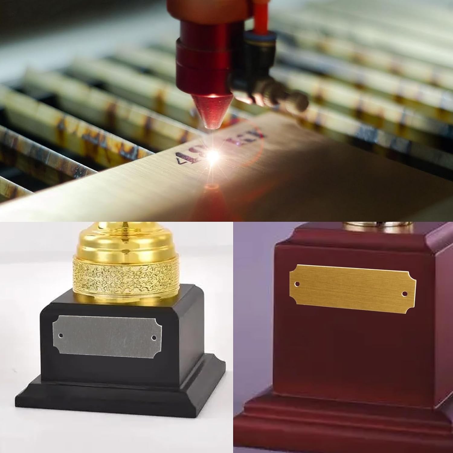 Laser Engraved Gold Metal Name Plates Personalized Plaques Engraved Custom
